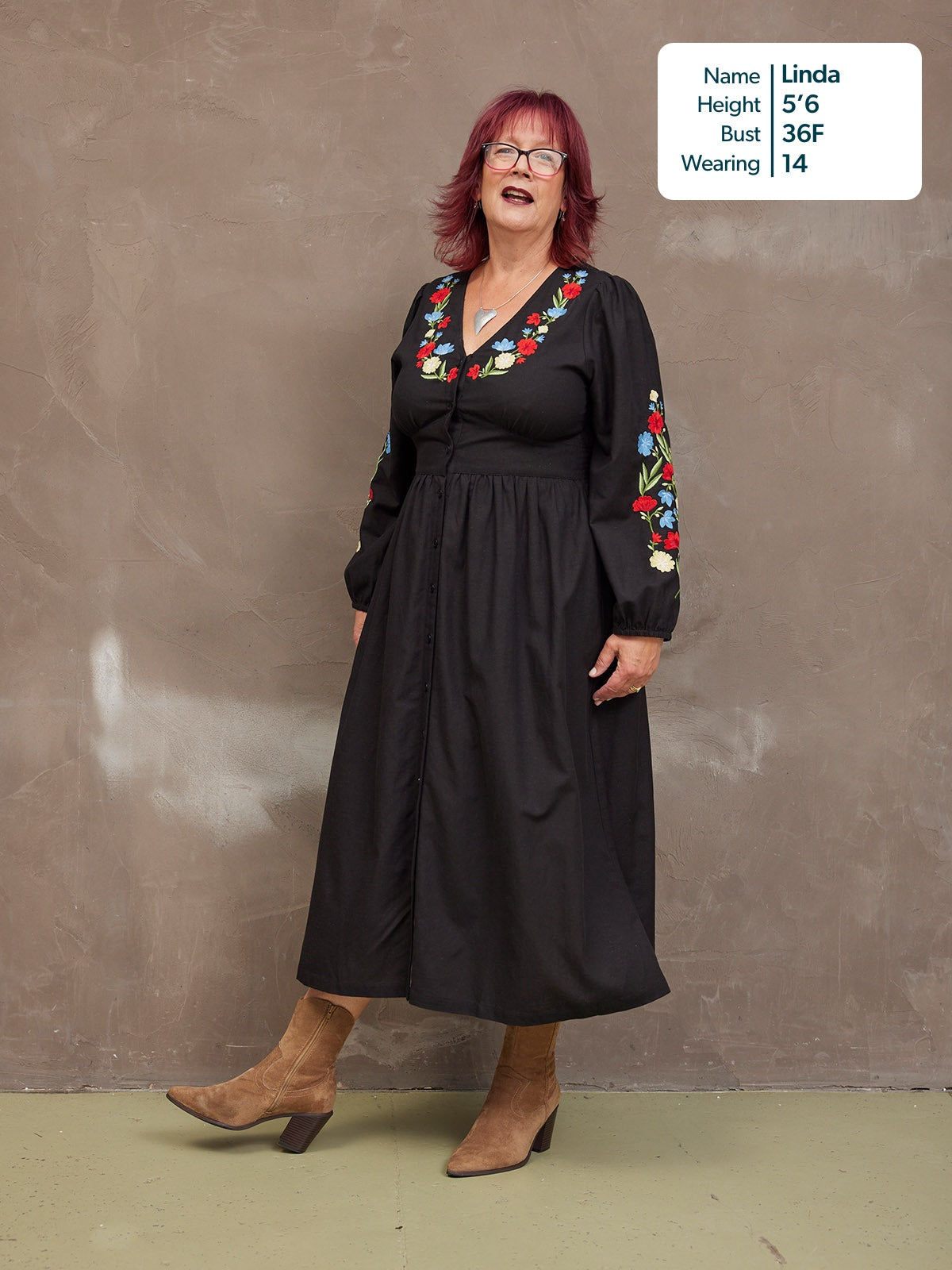 Rodica Dress - Embroidered Black