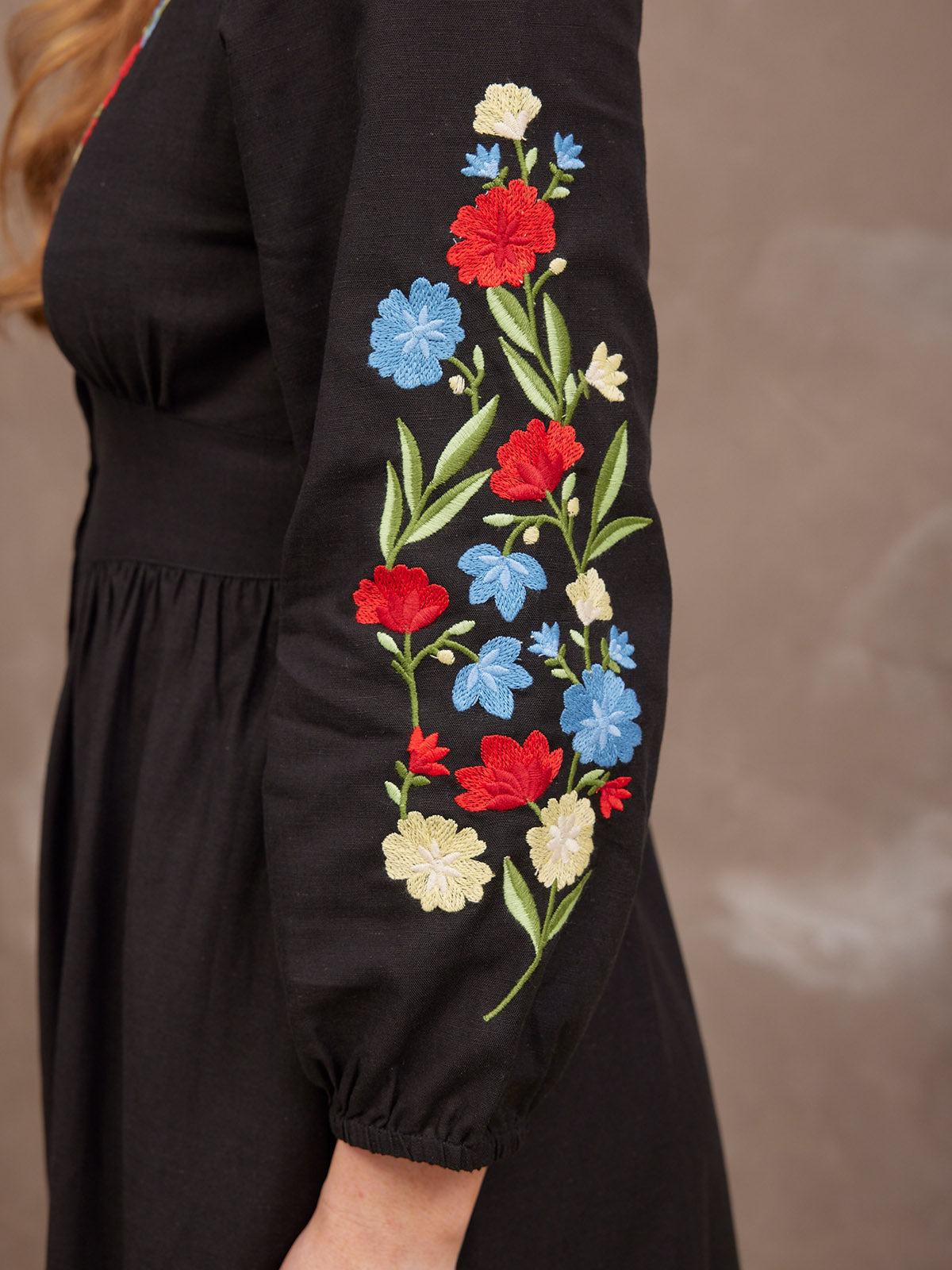 Rodica Dress - Embroidered Black