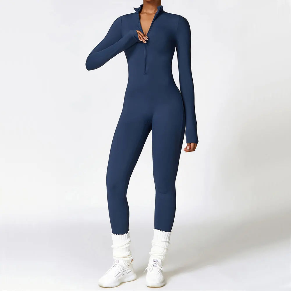 LUVESSI ZIPPER FLEECE JUMPSUIT