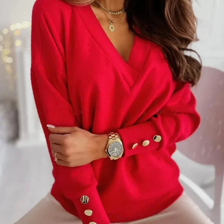 Erika | Stylish Scandinavian V-Neck Sweater