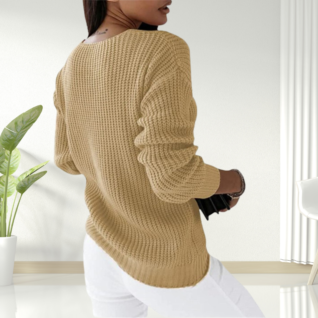 Oriana | Flattering & Comfy Scandinavian V-Neck Sweater