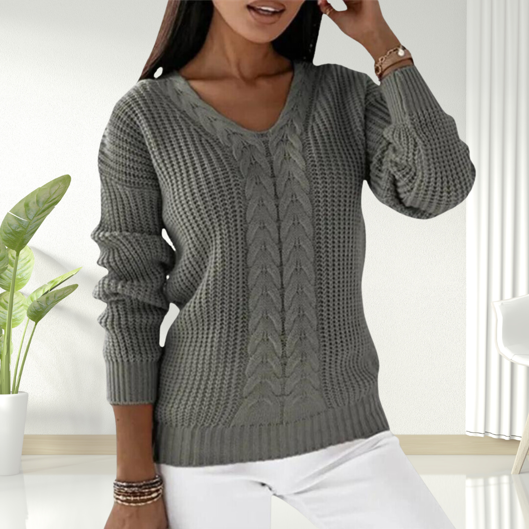 Oriana | Flattering & Comfy Scandinavian V-Neck Sweater