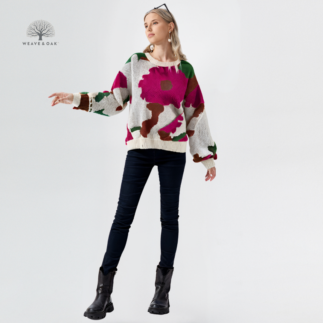 Ava | Bold Floral Jacquard Sweater