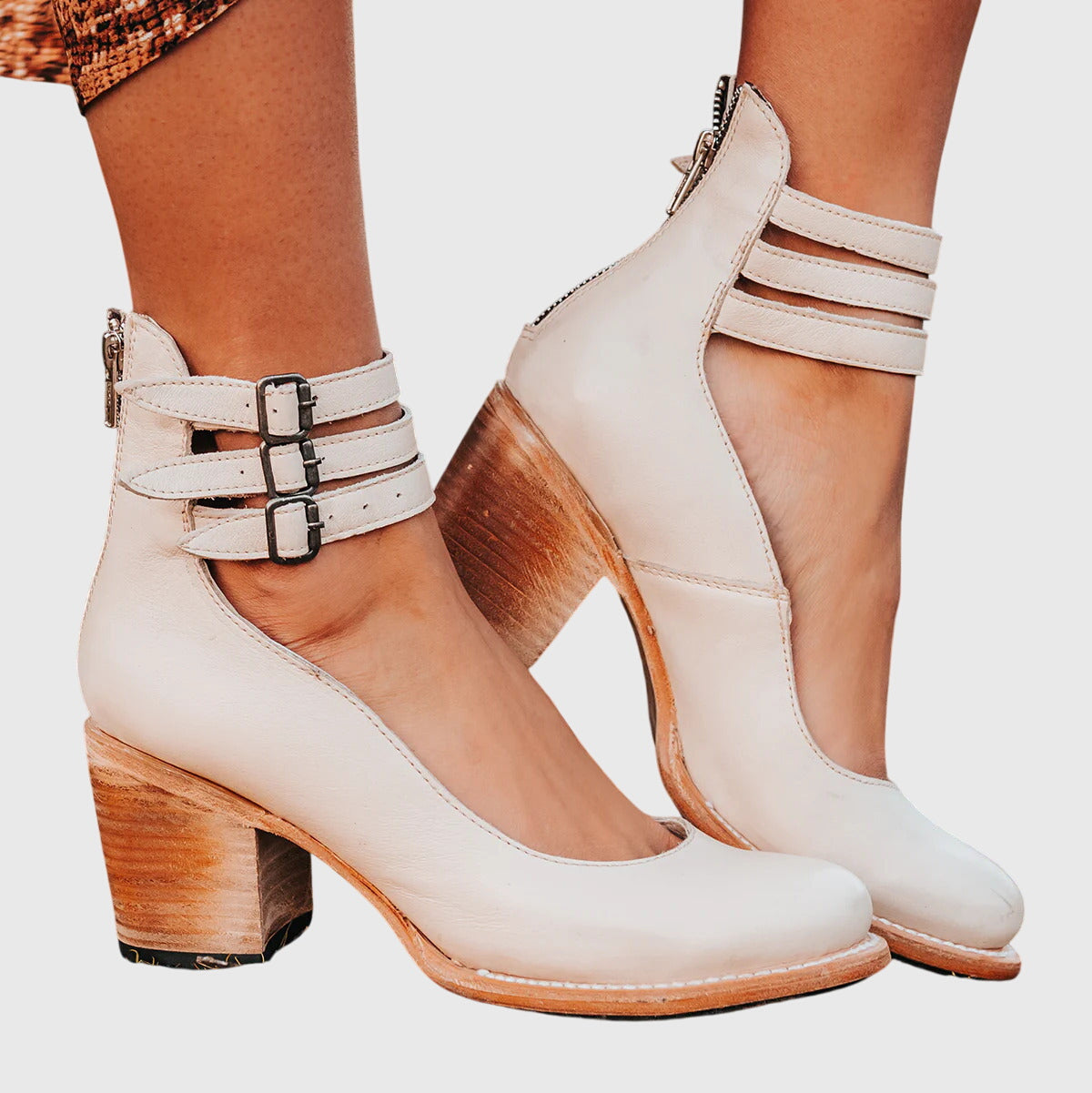 Rina - Strapped Block Heel Shoes