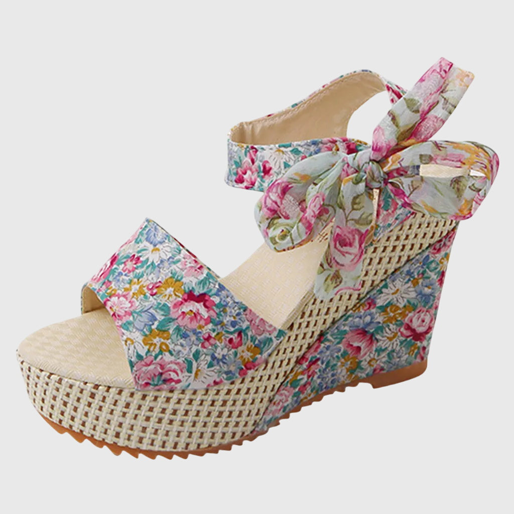 Emma - Floral Wedge Sandals