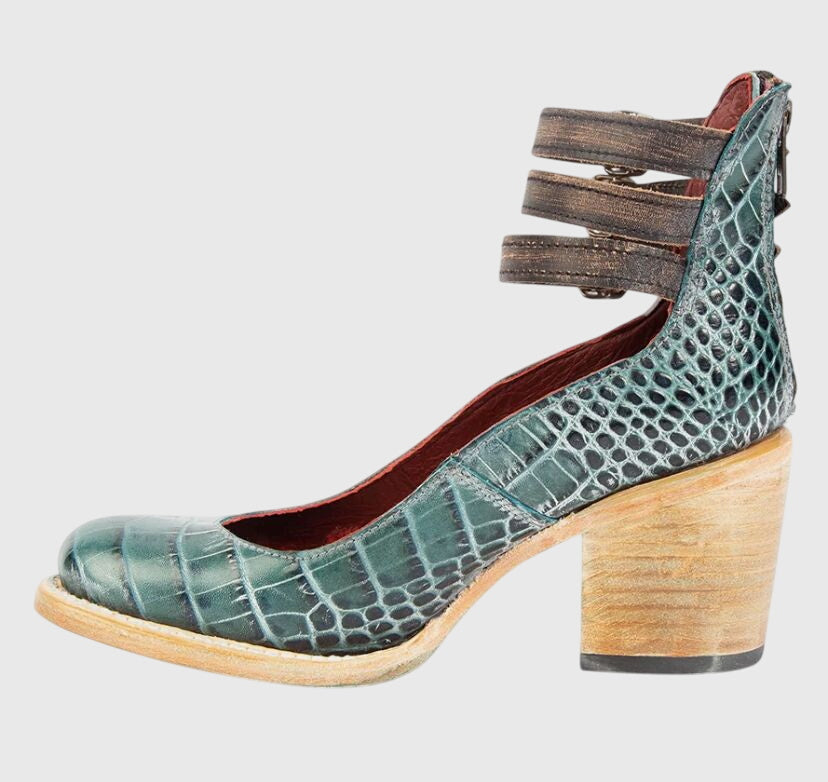Rina - Strapped Block Heel Shoes