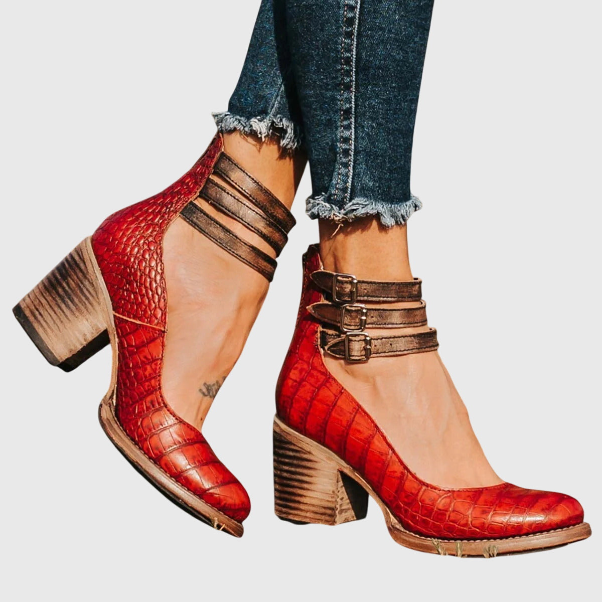 Rina - Strapped Block Heel Shoes